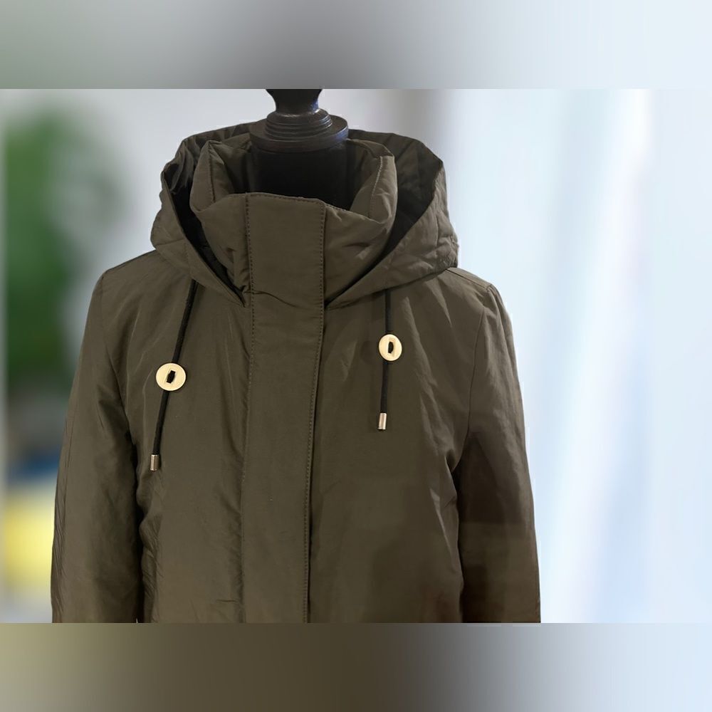 Zara Outerwear Hooded Winter Snow Ski Quilted Parka Size M - Picture 3 of 16